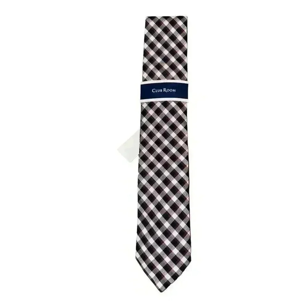 Club Room Mens Rihaly Plaid Tie, Brown/Blue/White‎